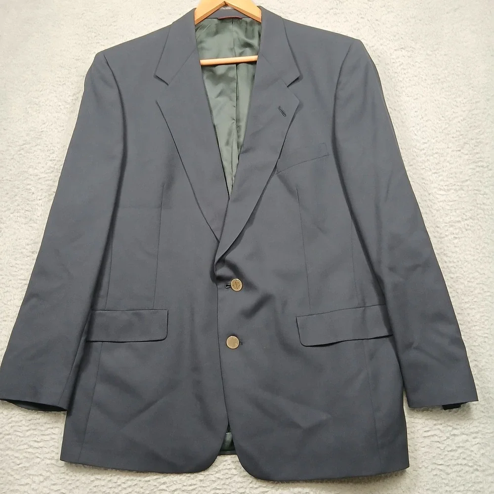 Hart Schaffner Marx Micron 2000 Men's 46L Navy Blazer Fine Australian Wool‎